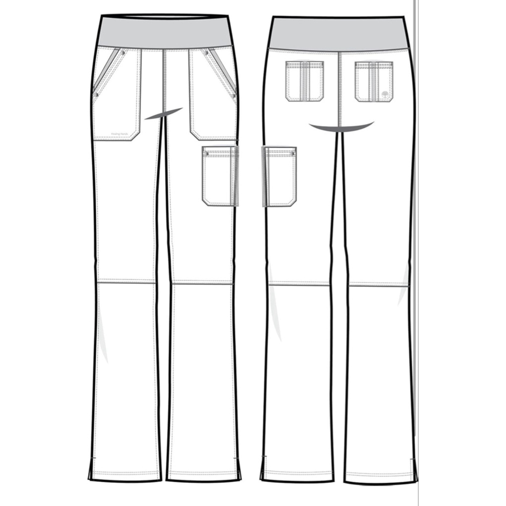 NEW Healing Hands Scrub Pant Tori Yoga Knit Waistband 5 Pockets 2-Way Stretch XL - Picture 10 of 10